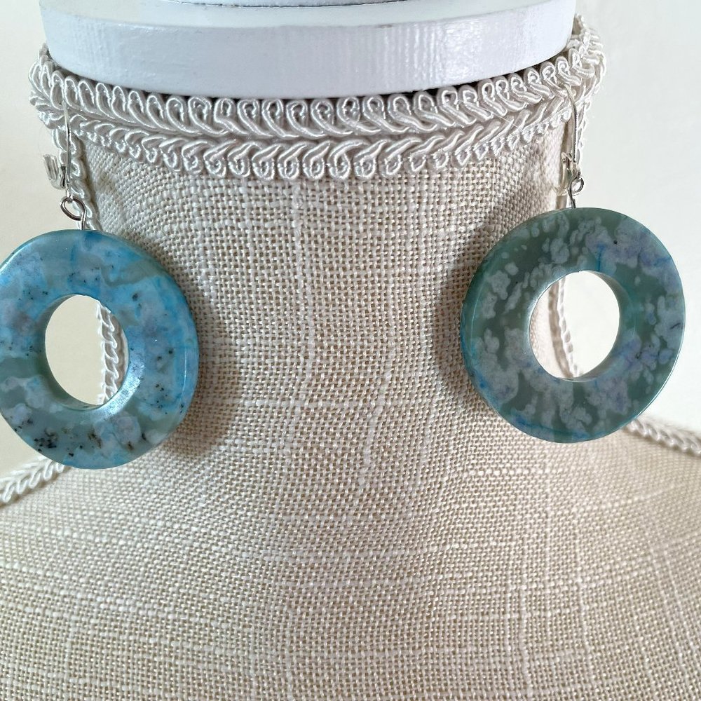 1.5" Turquoise Agat Hoops